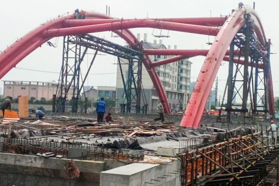 Tashan Road Bridge som korsar Xinlai River, Laian County, Anhui-provinsen